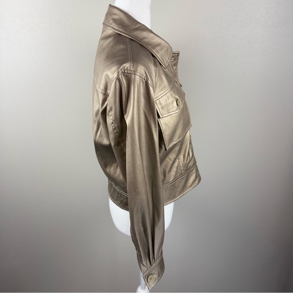 Esqualo Women's Soft Faux Leather Gold Jacket - Picture 8 of 12